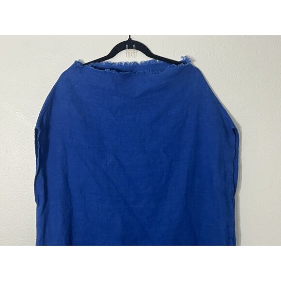 Desert Veil Blue Linen Kaftan Dress With Pockets Size Medium - Picture 2 of 11